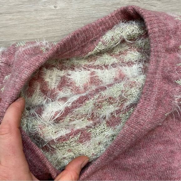 Vintage Classic Yoke Print Beaded Sweater Fair Isle Wool Mhair Pullover Medium - Picture 6 of 7